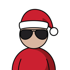 Cool character in Santa hat and sunglasses illustration