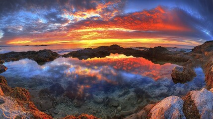 Fototapeta premium Majestic Sunset Over Rocky Seascape