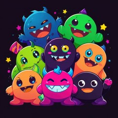 Naklejka premium Halloween Monster Friends cute illustration