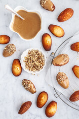 Madeleines with espresso frosting