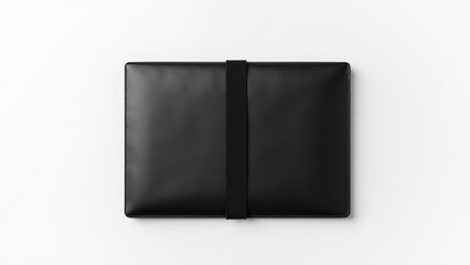 Simple leather folder with clean design and elastic closure, ideal for professional use.