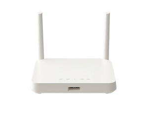 Fototapeta premium WiFi router device with antenna on transparent background