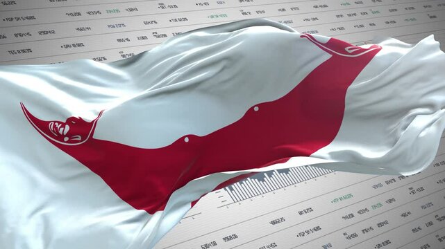 Easter Island Rapa Nui flag - Waving flag on report analytics data statement