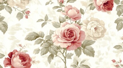 Elegant Blush Pink Rose Floral Pattern Seamless Wallpaper Texture