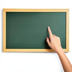 Hand in teaching setting pointing at educational material on whiteboard