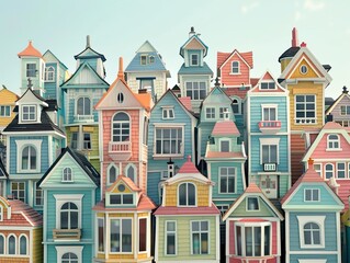 Fototapeta premium Colorful Townhouses: A Vibrant Architectural Design