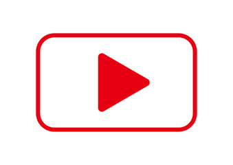 アイコン　シンプルな再生ボタン　四角　赤