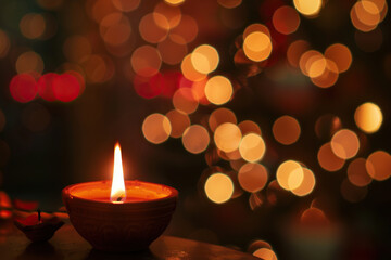 Beautiful greeting card with bright holiday composition for happy and celebrate Diwali