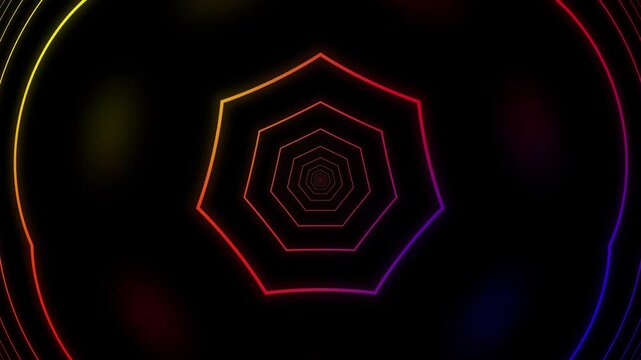 Abstract background with hexagons rotating and moving. 3D hexagon shape animation loop