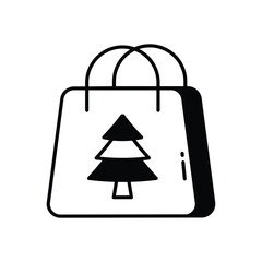 Holiday Shopping Bag vector icon stock illustration