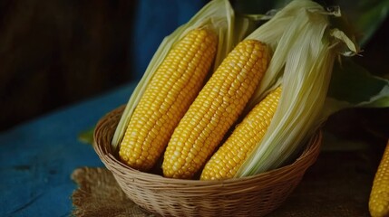 Tasty boiled waxy corn dish presented on the table