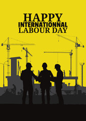 Construction vector background, Worker in a building site, Labour day background.