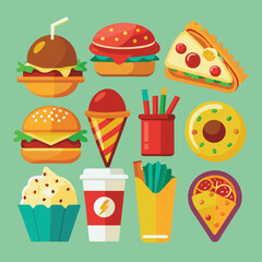 fast food icons set fast food set fast food icons sticker set 