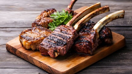 South African Grilled Meat Platter on Wooden Board