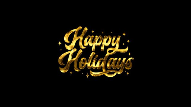 Happy Holidays Handwritten Animation with beautiful lettering in gold color. Perfect for holiday greeting cards, social media posts, and festive designs.