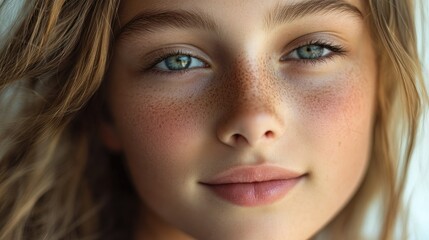 Fototapeta premium Teen skincare Close up portrait of a young model promoting cosmetic products for adolescents