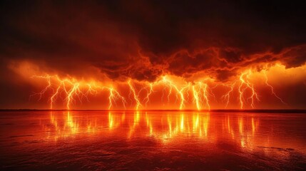 Stunning natural spectacle A breathtaking demonstration of power during a thunderstorm with brilliant lightning and a dramatic sky ideal for showcasing the dynamic energy in stormy weather