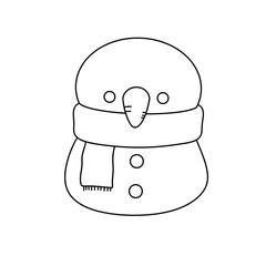 A snowman with a scarf around his neck