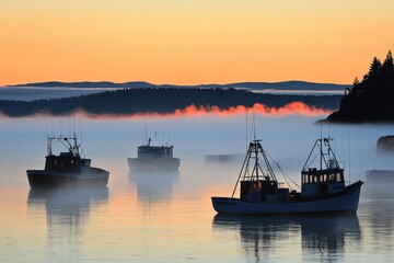 Naklejka premium Misty Morning Harbor.