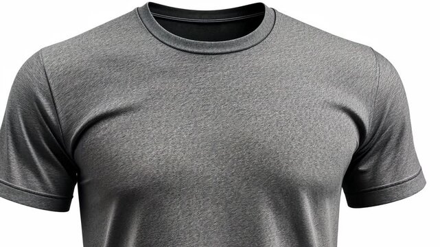 A plain grey t-shirt with short sleeves and a crew neck