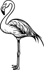 stylized line of a flamingo