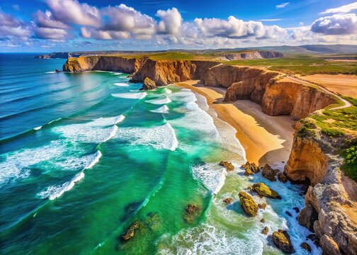 Drone Photography: Amlia Beach, Portugal - Turquoise Sea & Cliffs