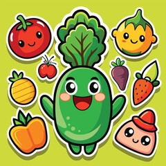 fruit and vegetables sticker set 