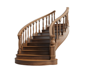 Wooden stairs on PNG transparent background