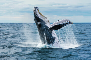 Fototapeta premium Fantastically beautiful majestic huge whale in ocean