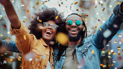 Couple celebrating paying off debt financial freedom