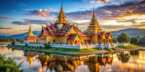 Golden Triangle Border, Chiang Saen, Thailand - Architectural Photography AI Art
