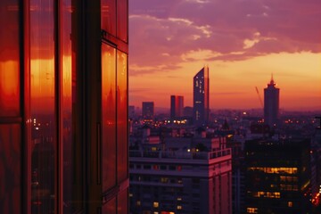 A view of a city from a high-rise building, great for architectural or urban planning concepts