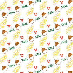 Christmas Botanical Leaves and Berries Design Pattern Texture