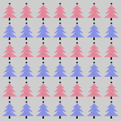 DECORATED CHRISTMAS WINTER TREES DESIGN PATTERN