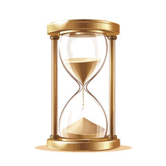 Realistic golden hourglass isolated on white background. Vector illustration. 