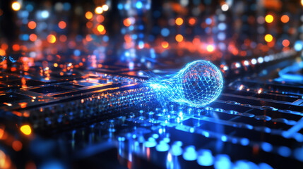 Quantum-Resistant Cybersecurity: Futuristic Lightbulb on Circuit Board