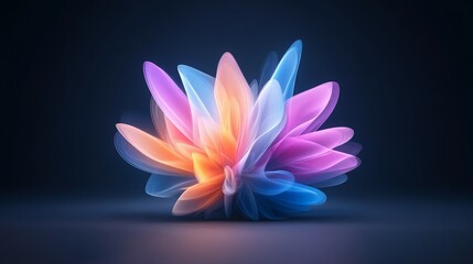 Abstract Colorful Glowing Flower on Dark Background