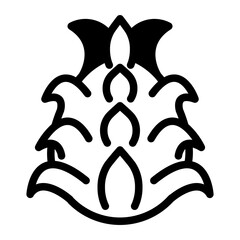 Dragon Fruit icon in Black Fill. Glyph Style 