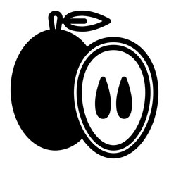 Sapodilla icon in Black Fill. Glyph Style