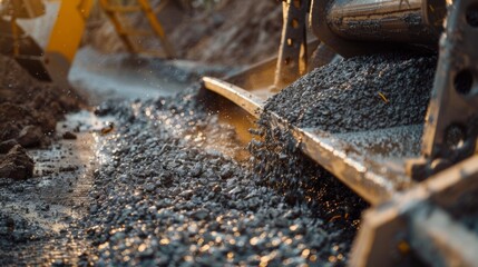 A worker uses a large mixing machine to combine aggregates cement and water for the perfect concrete mix.