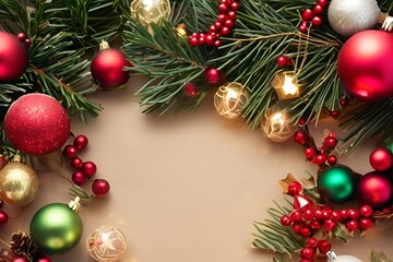 Merry Christmas background with Christmas element with empty copy space