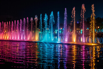 Fantastically beautiful fountain against backdrop of national park
