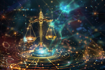 Astrological abstract composition with Libra zodiac sign symbol