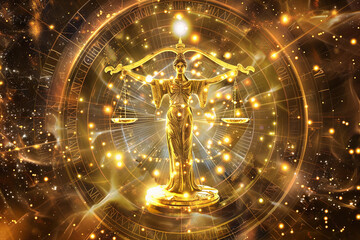 Astrological abstract composition with Libra zodiac sign symbol