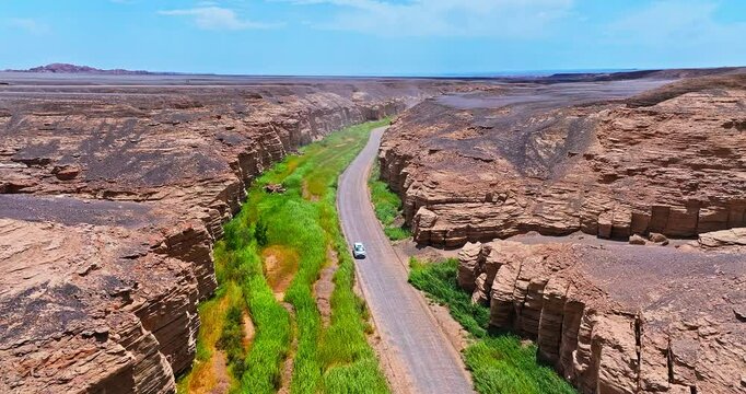 Yadan landform natural landscape in summer. The famous Dahaidao no man's land desert scenery in Xinjiang, China. 