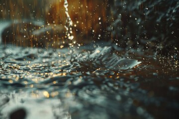 A close-up view of a water fountain with water droplets