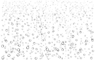 Oxygen air bubbles  flow  in water on white  background.