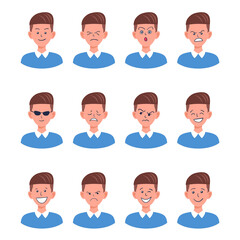 Portraits of man. Boy Avatar.  Male emotions.