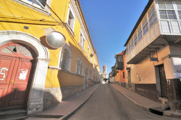 View of the old town of Potosi with colonial streets, Bolivia