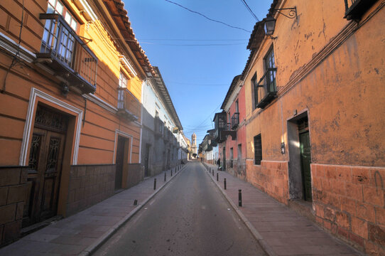 Fototapeta View of the old town of Potosi with colonial streets, Bolivia